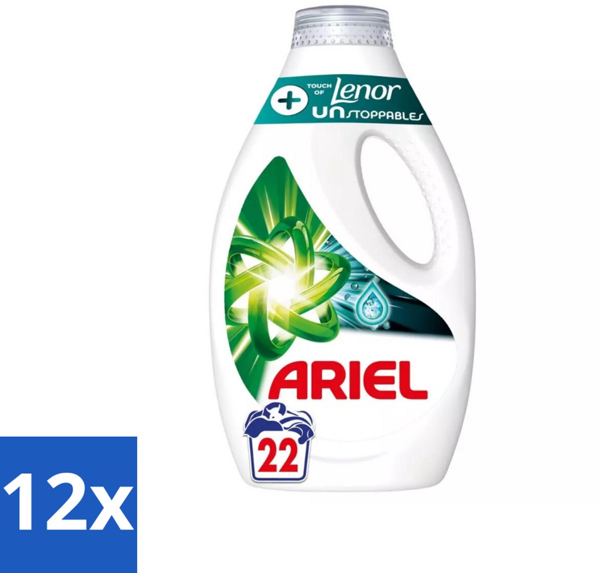 12 x Ariel – +Touch van Lenor Unstoppables – Vloeibaar Wasmiddel – 990 ml - Wasmiddel - Vlekverwijdering - Frisheid - Kleding Reinigen - Wasmiddel Voor Bonte Was