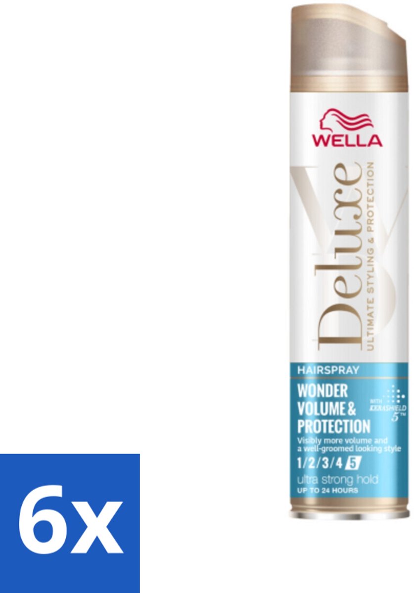 6 x Wella – Deluxe Volume & Protection – Haarspray – 250 ml - Haarspray - Volume - Bescherming - Keratine - UV Bescherming
