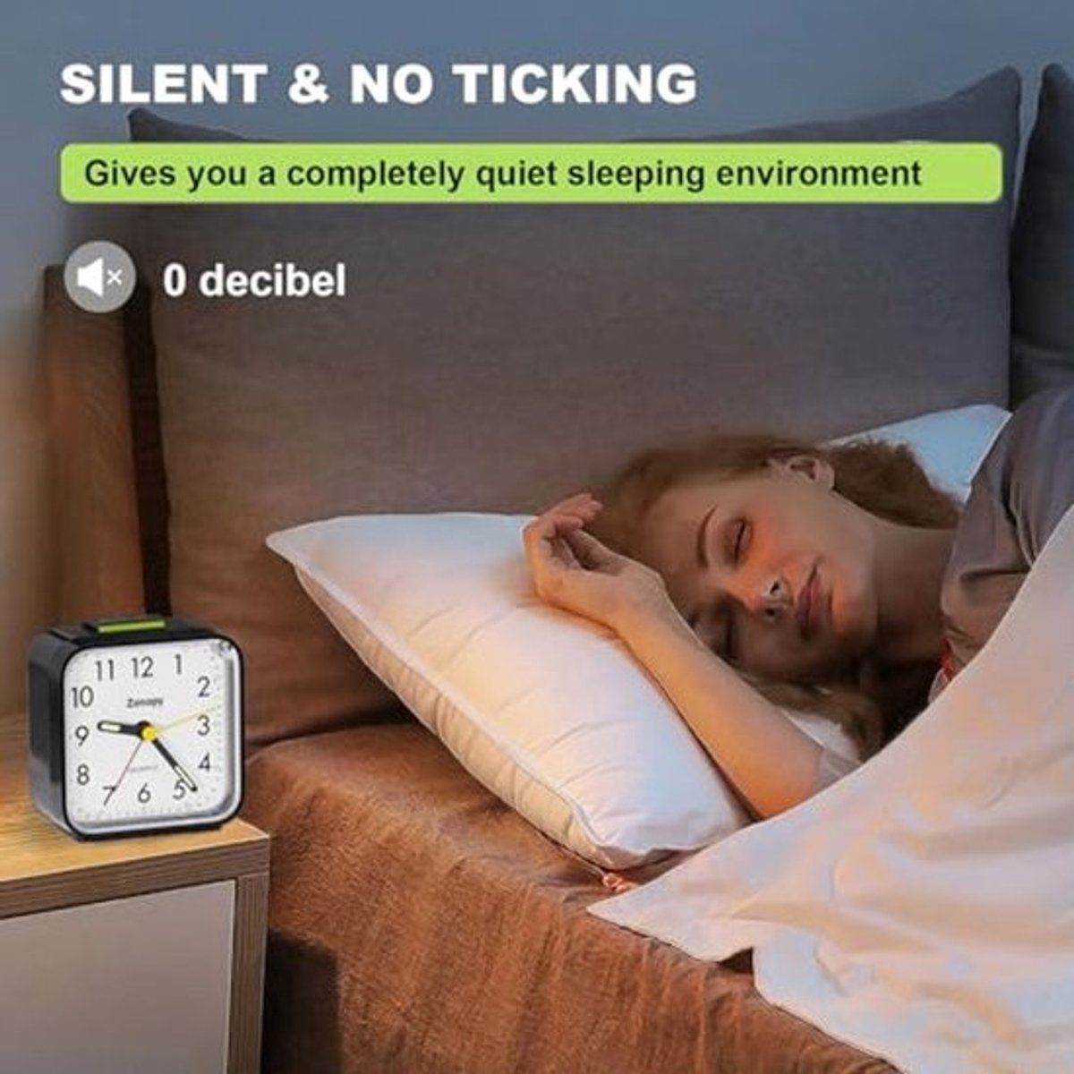 Stille Wekker voor Op het Nachtkastje - Batterij Aangedreven met Groot Display en Snooze Functie