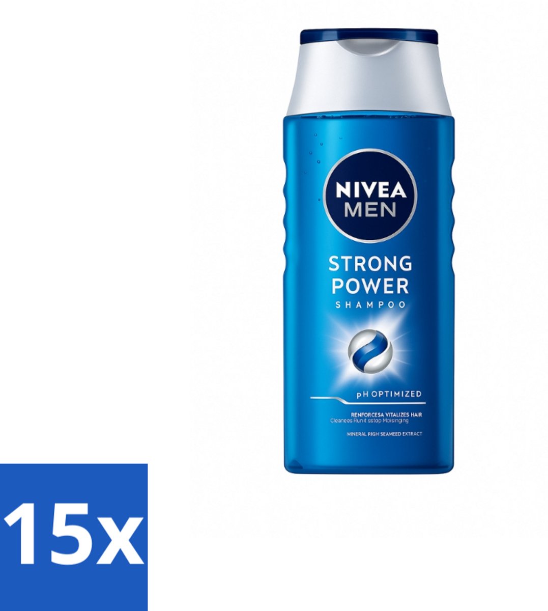 15 x NIVEA MEN – Shampoo – Strong Power – 250 ml - Kabel - Kabels - Kabelsysteem - Kabelsysteem