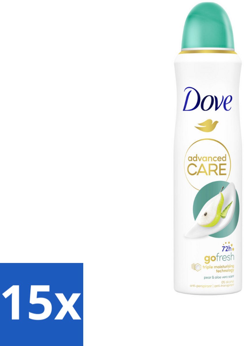 15 x Dove – Deodorant Spray – Peer & Aloe Vera – 150 ml - Anti-transpirant Spray - Deodorant Spray - Peer En Aloë Vera - Zweetvermindering - Huidverzorging
