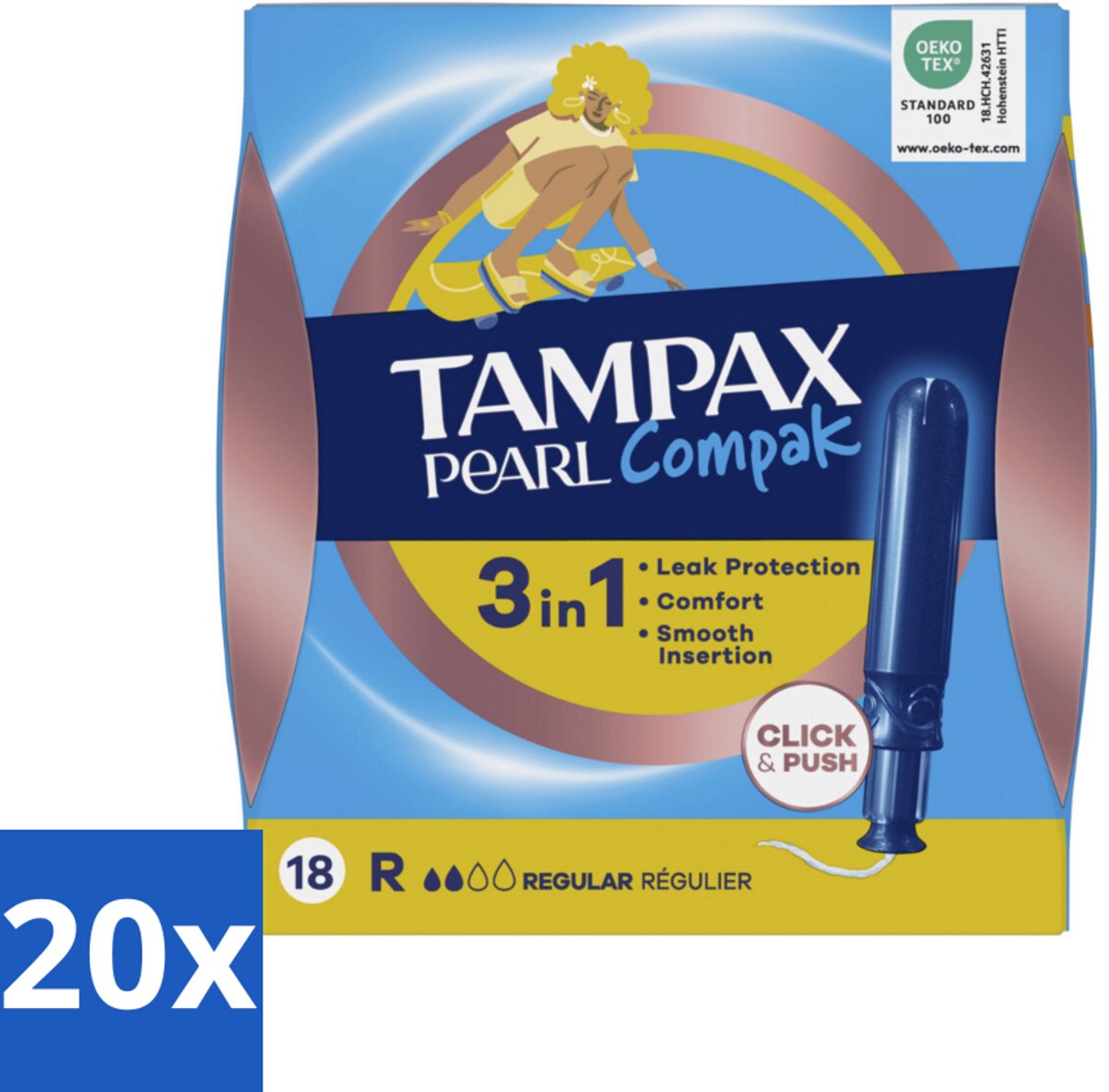 20 x Tampax – Tampons – Pearl Compak Regular met Inbrenghuls – 18 Tampons - Koffie - Koffiezetapparaat - Koffiezetapparaat