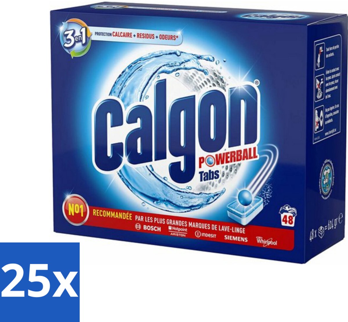 25 x Calgon - 3in1 Tabletten - 48 tabletten - Wasmachine Bescherming - Anti-kalk Tablet - Anti-vuil Tablet - Anti-geur Tablet - Wasmachine Hygiëne