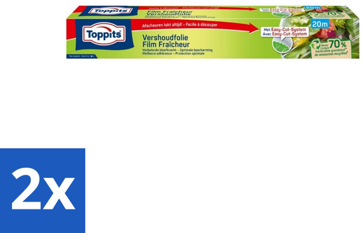 2 x Toppits – Vershoudfolie – 32,5 cm × 20 m - Vershoudfolie - Eetvoedingsbehoud - Geurverspreiding - Smaakbehoud - Easy Cut