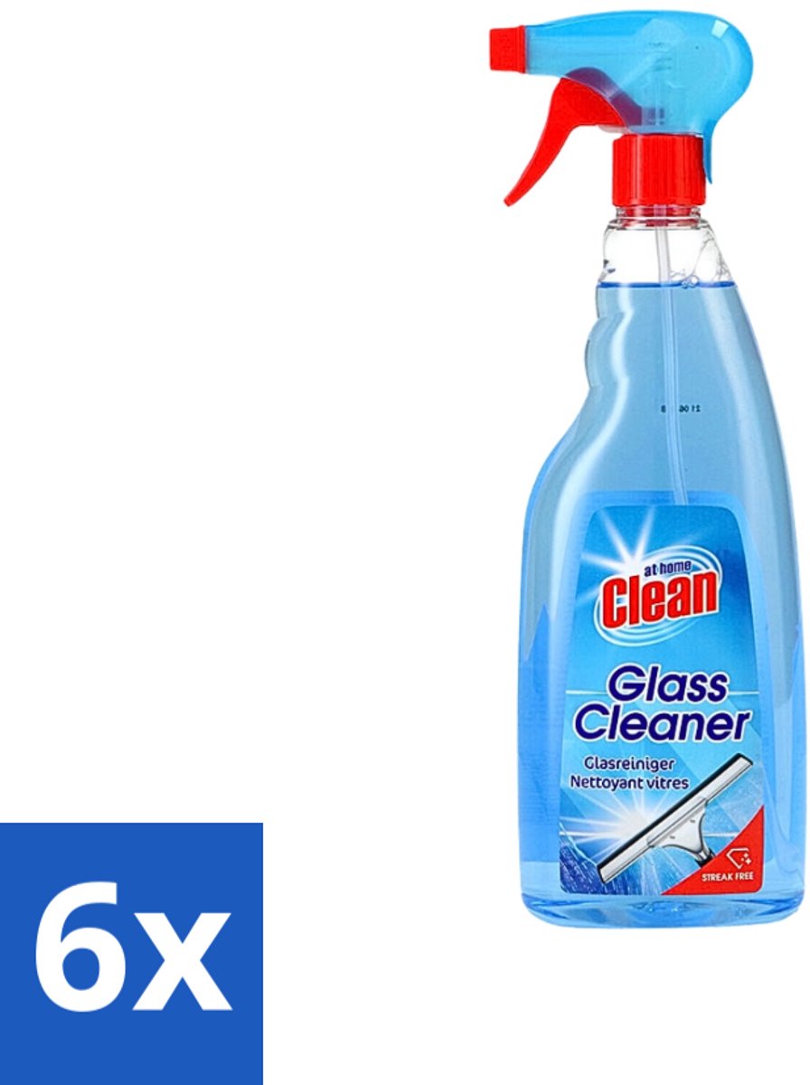At Home - Clean - Glasreiniger Spray - Streepvrij - 750 ml - Voordeelverpakking - 6 stuks