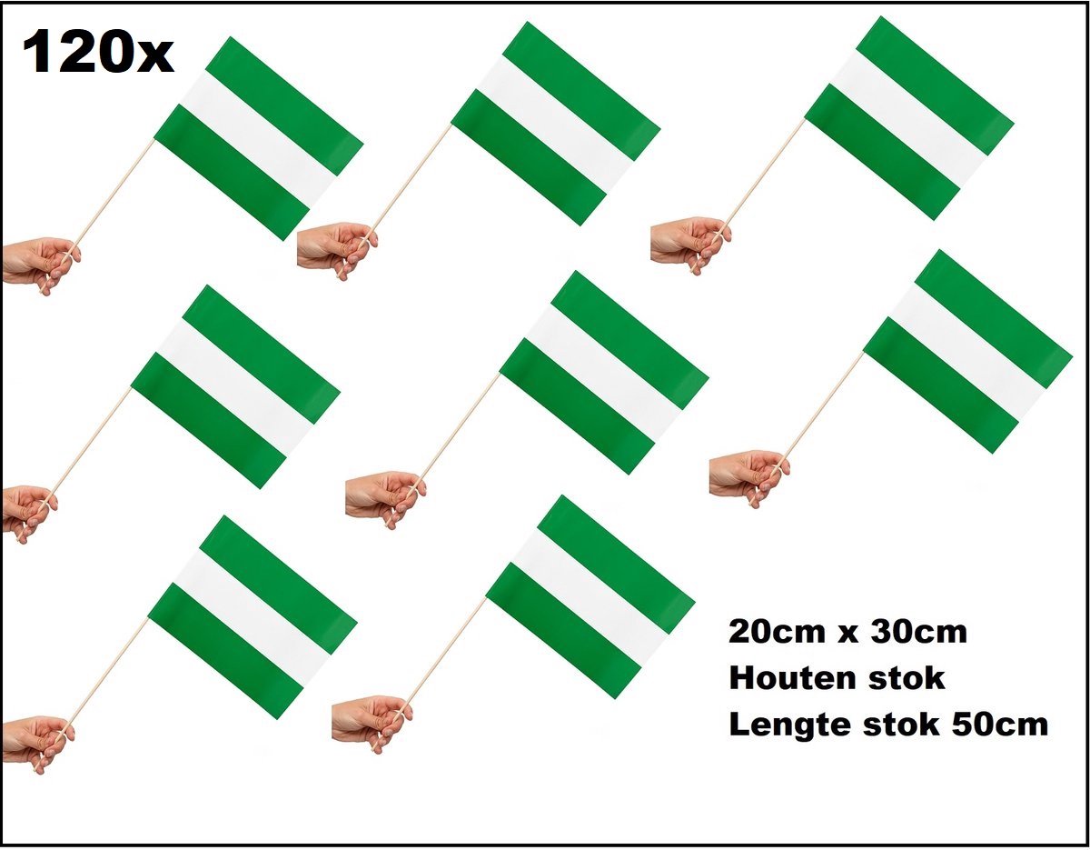 120 stuks Luxe Zwaaivlaggetjes op houten stok Rotterdam 20cm x 30cm - Luxe zwaai vlaggetjes thema feest voetbal festival uitdeel