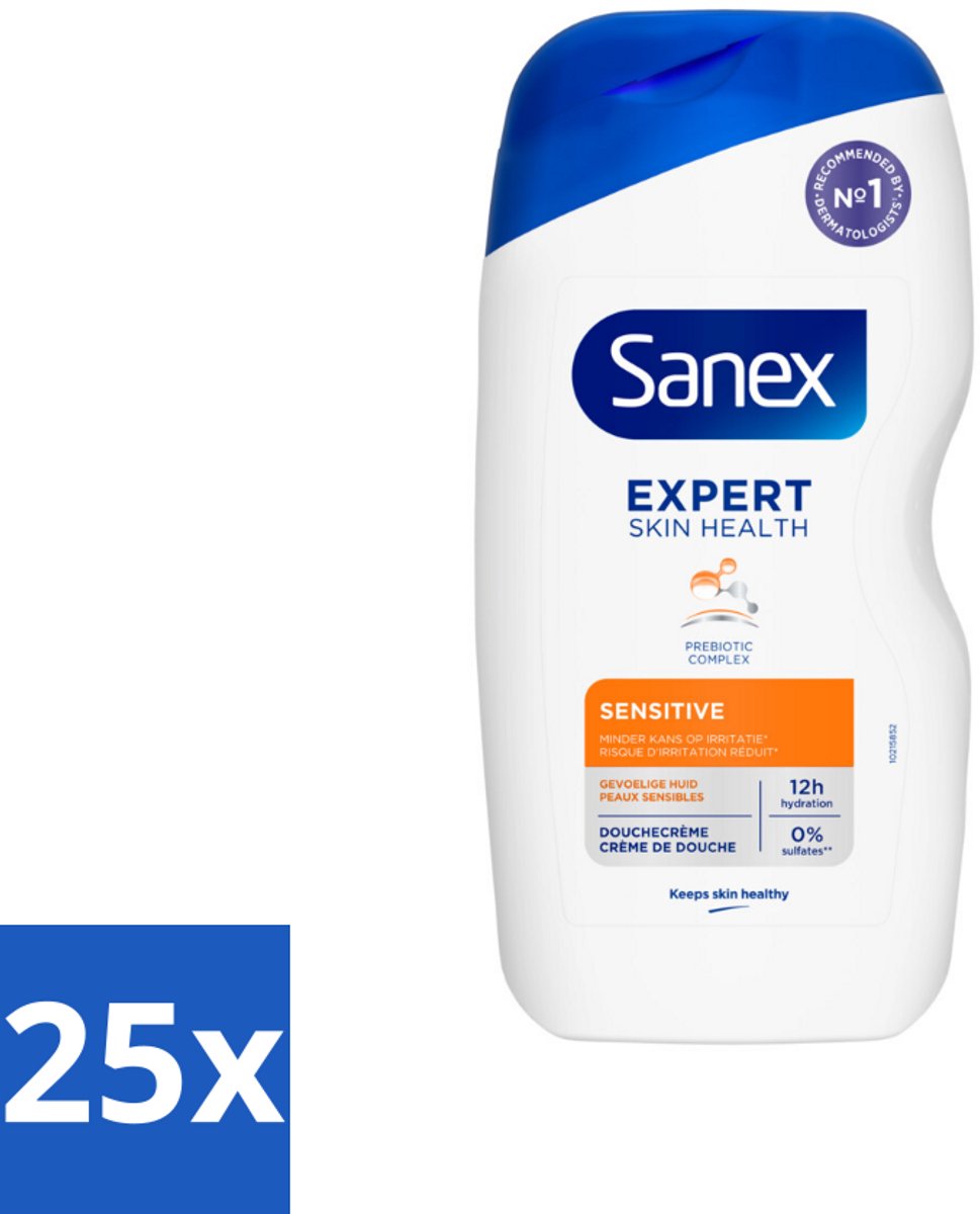 25 x Sanex Douchegel Expert Skin Health Sensitive 400 ml - Gevoelige Huid - Douchegel - Huidverzorging - Milde Reiniging - Whey Proteïne