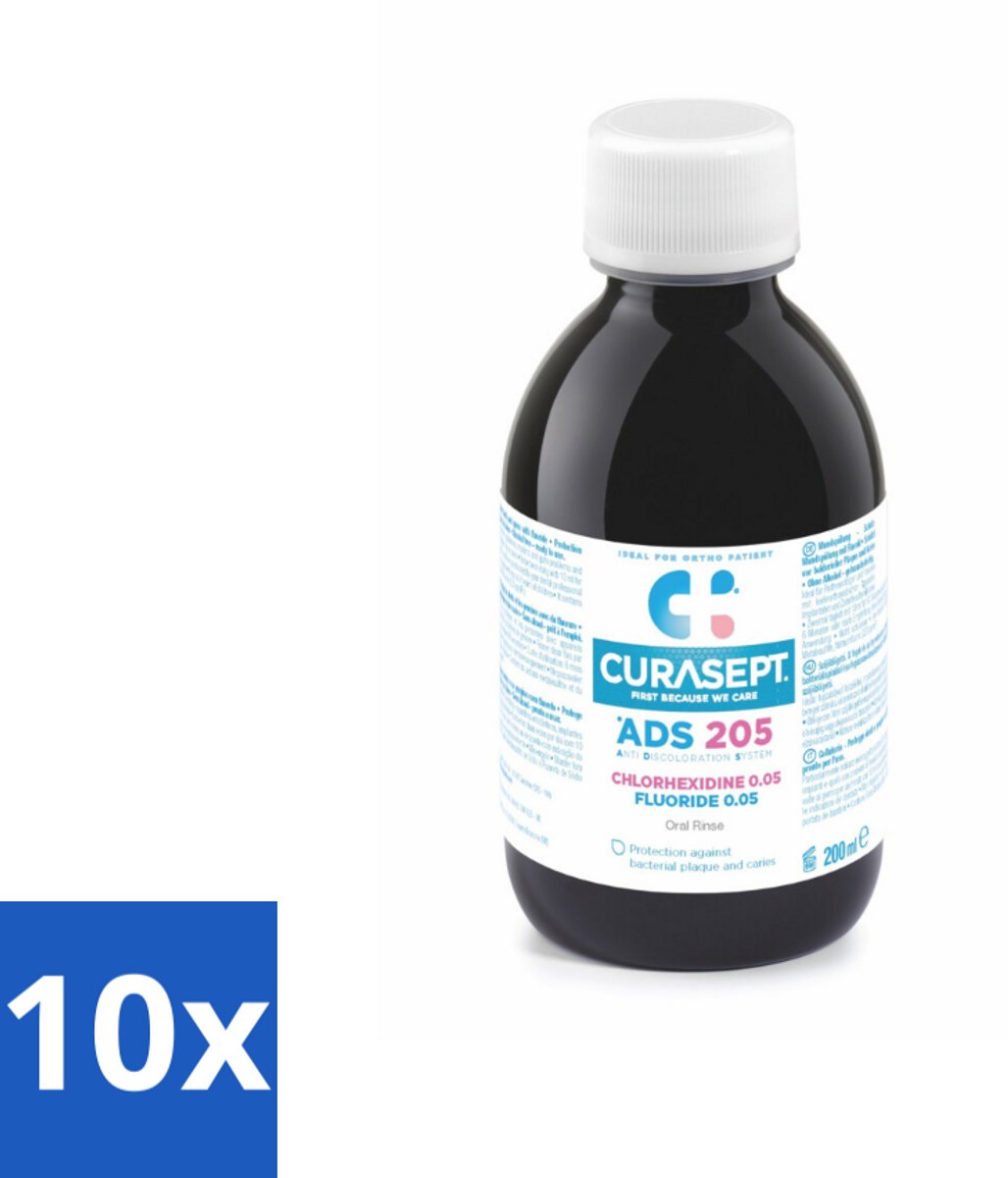 10 x Curasept Mondspoeling 0,05% CHX 200 ml - Mondspoeling - Mondhygiëne - Tandenverzorging - Chloorhexidine - Natriumfluoride