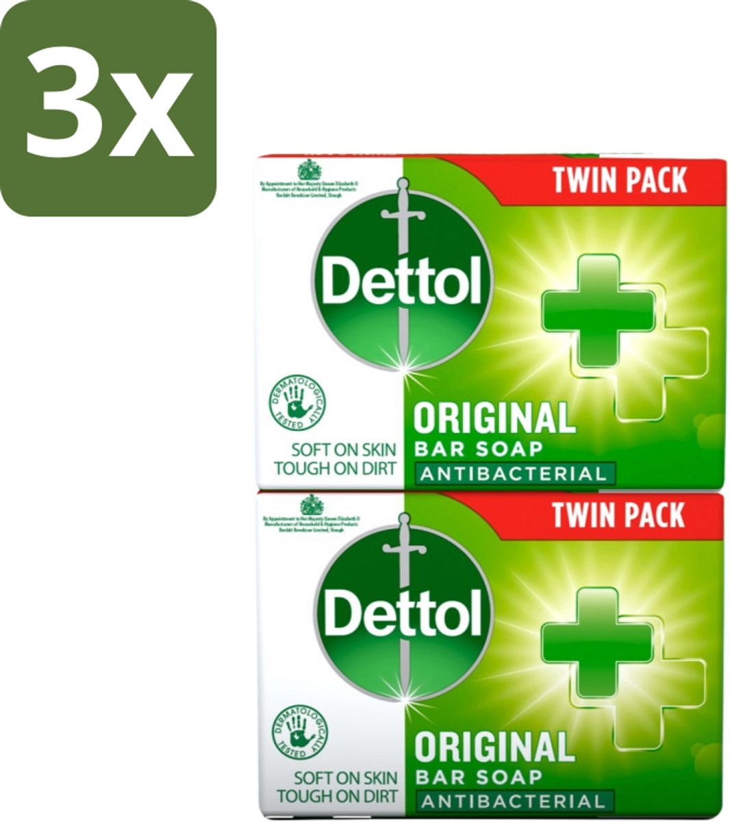 3 x Dettol - Zeeptablet - Origineel - Antibacterieel - 2x 100g Zeeptabletten - Handzeep - Antibacterieel - Hygiëne - Handwas - Zeeptablet