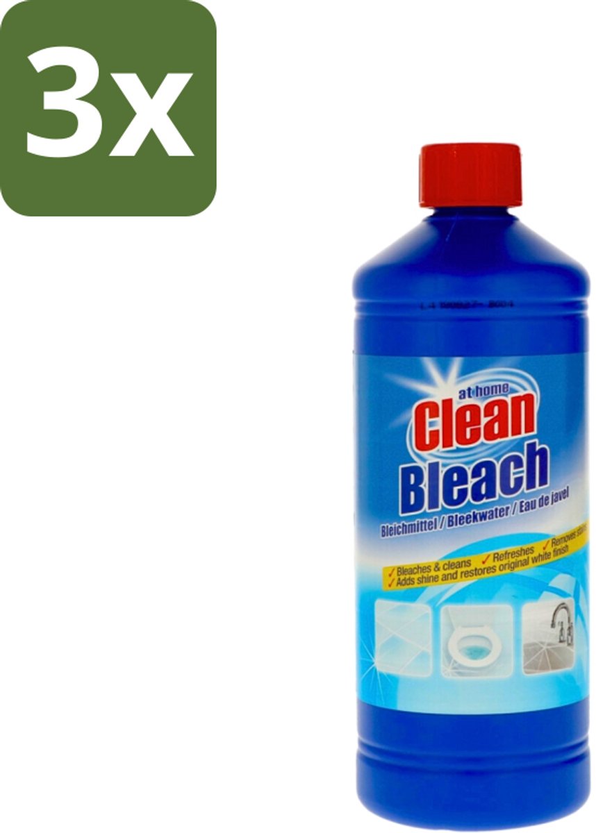 3 x At Home - Clean - Bleekmiddel - Hersteld Oorspronkelijke Wit - 1 L - Bleekmiddel - Reinigen - Vlekken Verwijderen - Oorspronkelijke Witheid - Glans Herstellen