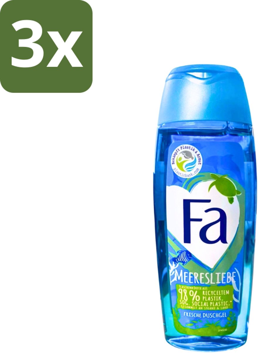 3 x Fa - Douchegel - Zeeliefde Fresh - Verfrissend & Verkwikkend - Verzorgend - 250 ml - Douchegel - Zeeliefde - Frisheid - Verfrissend - Verzorgend