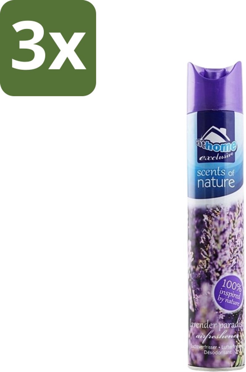 3 x At Home - Scents Of Nature - Luchtverfrisser - Geïnspireerd Door Natuur - 400 ml - Luchtverfrisser - Natuurlijke Geur - Lavendel - Geur Neutraliseren - Frisse Geur