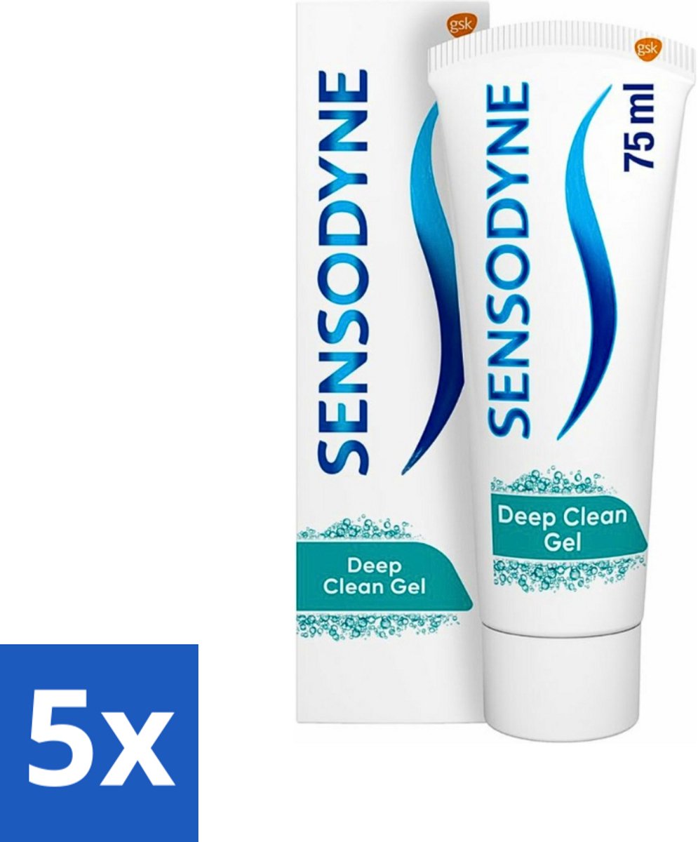5 x Sensodyne - Tandpasta - Deep Clean - Voor Frisse Adem - 75 ml - Gevoelige Tanden - Diepe Reiniging - Frisse Adem - Tandpasta - Fluoride