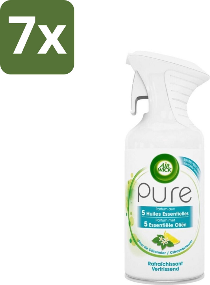 7 x Air Wick - Luchtverfrisser - Essentiële Oliën - Citroenbloesem - Spray - 250 ml - Luchtverfrisser Citroenbloesem - Luchtverfrisser Spray - Citroenbloesem Geur - Luchtverfrisser Zonder Water - Luchtverfrisser Effectief Geurtjes Verwijderen