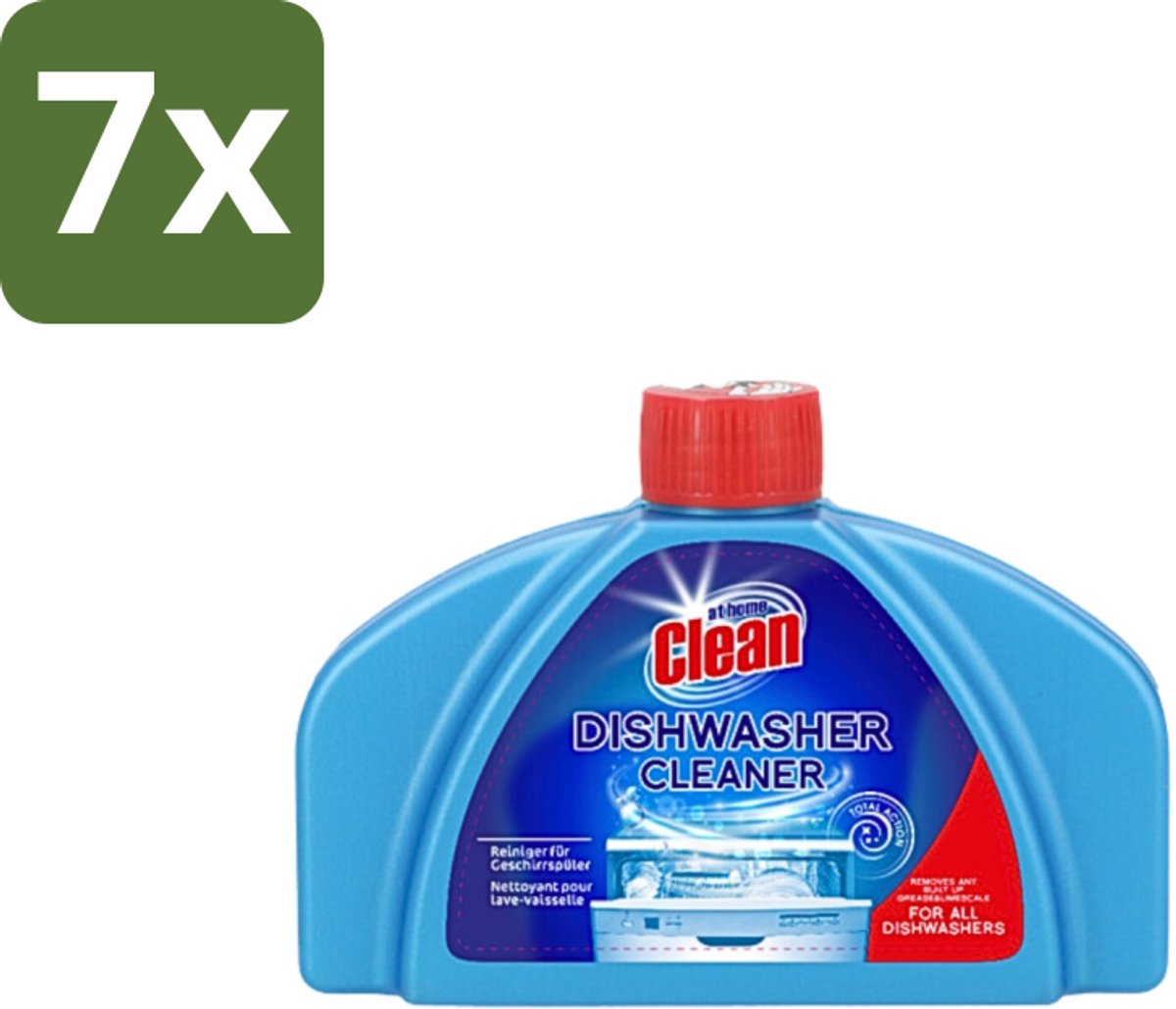 7 x At Home - Clean - Vaatwas Machinereiniger - Verwijdert Hardnekkig Vuil - 250 ml - Vaatwasmachine Reiniger - Vaatwasmachine Reinigingsmiddel - Vaatwasmachine Reinigen - Vaatwasmachine Kalk Verwijderen - Vaatwasmachine Vet Verwijderen