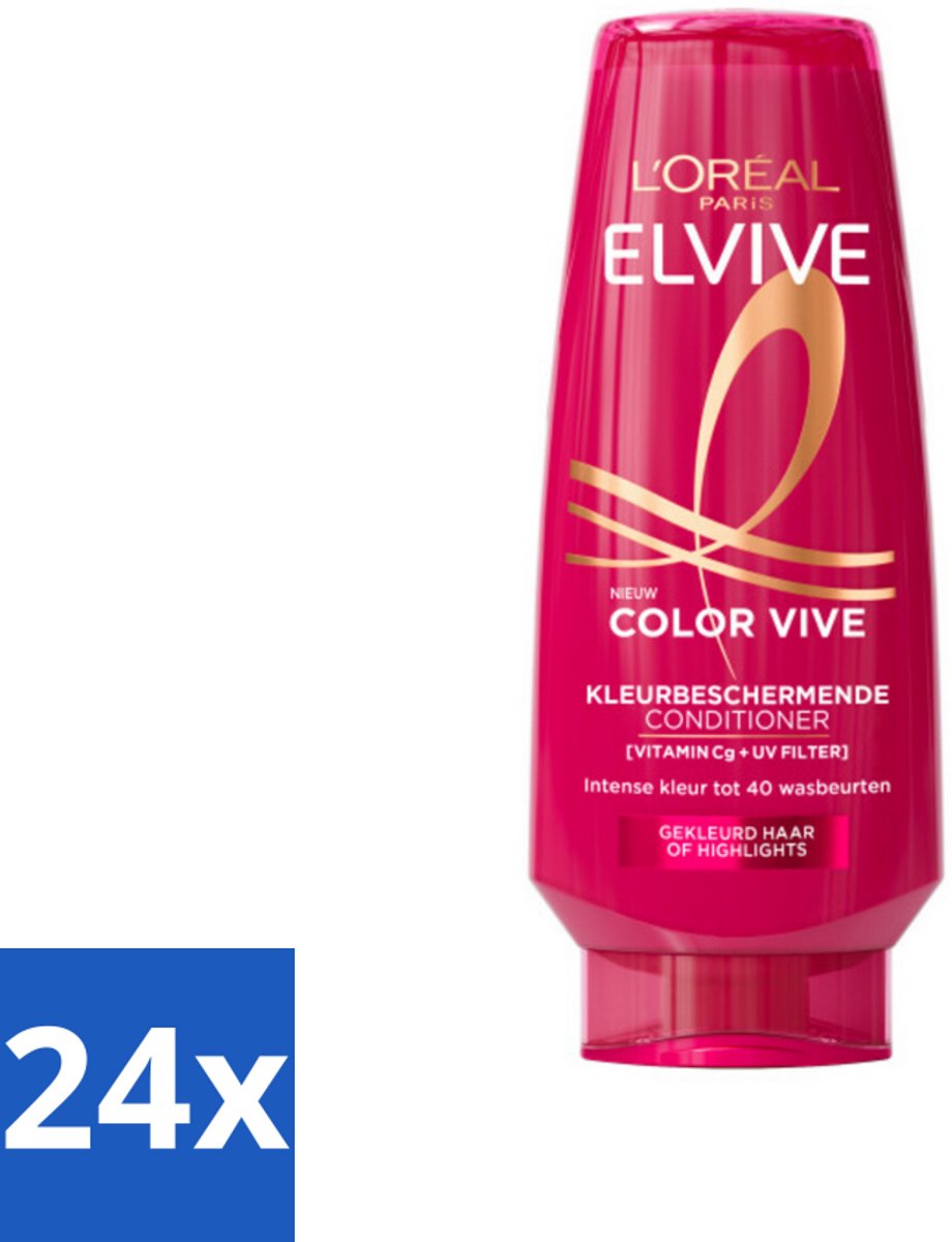 24 x L'Oréal Elvive Color Vive Conditioner 200 ml - Kleur Behouden - Gespleten Haarpunten - Haar Bescherming - UV Bescherming - Gekleurd Haar Verzorging