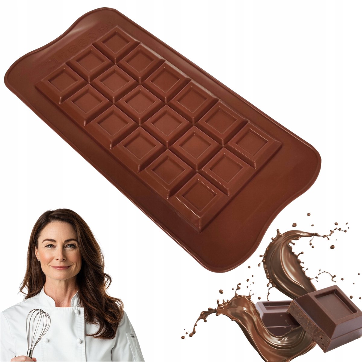 Siliconen Chocoladevorm - Klassieke Reep met Blokjes