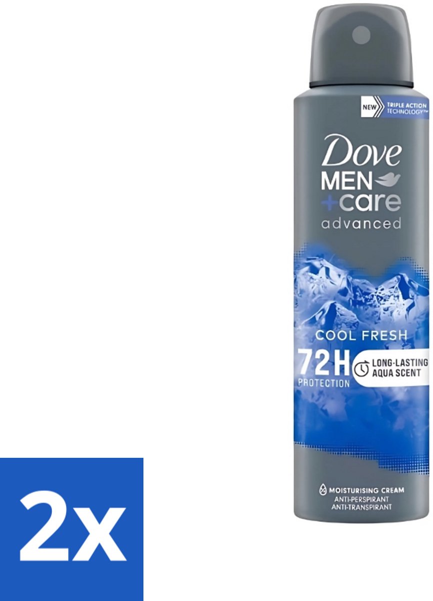 2 x Dove - Deodorant - Men Care Cool Fresh - Verfrissend en langdurige bescherming - 150 ml - Dove Men+Care Cool Fresh - Deodorant Spray - Anti-transpirant - Zweetbehandeling - Frisheid