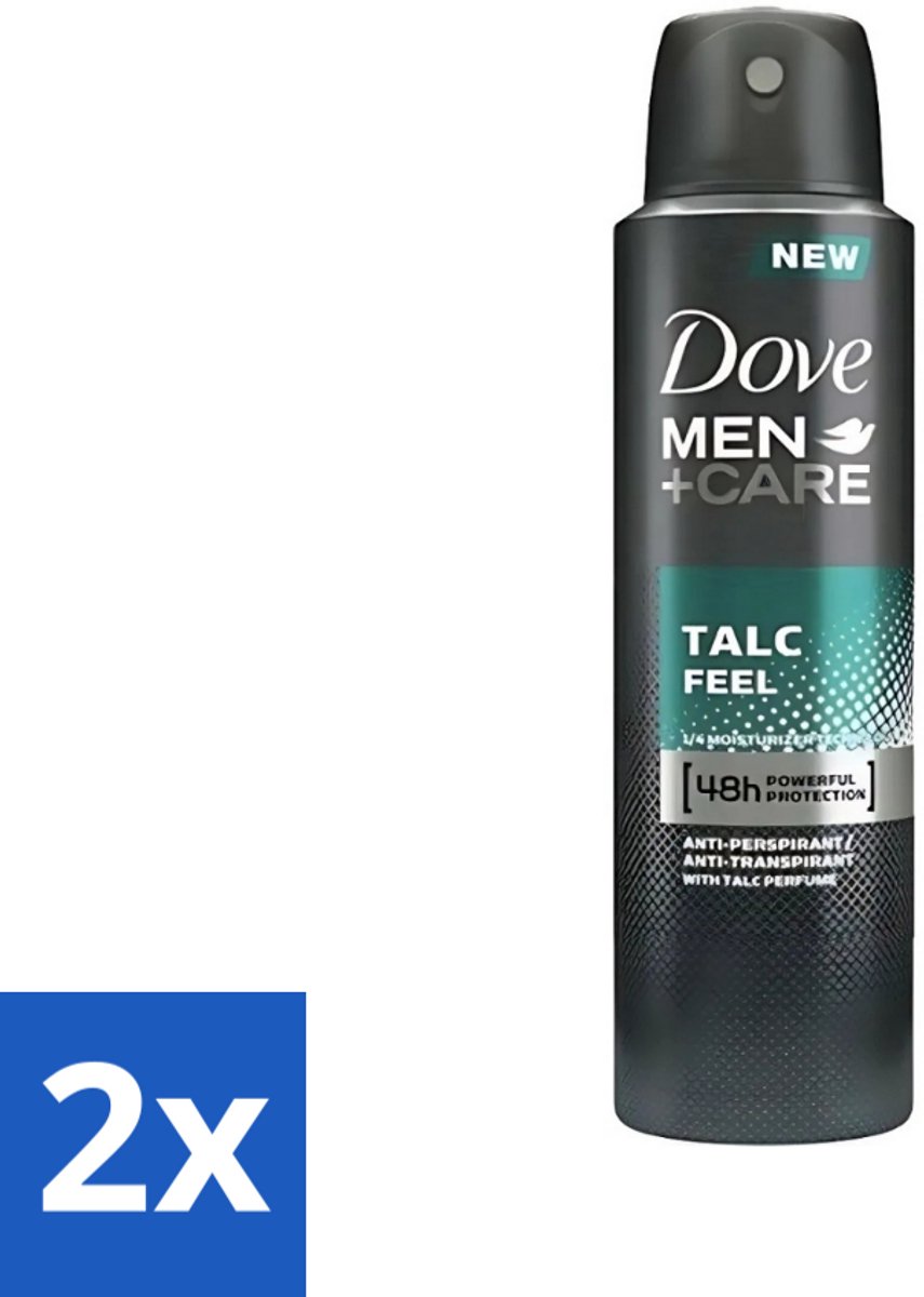 2 x Dove - Deodorant - Men Care Talc Feel - Zachte en verzorgende bescherming - 150 ml - Dove Men+Care - Deodorant Spray - Anti-transpirant - Zweetbehandeling - Frisheid