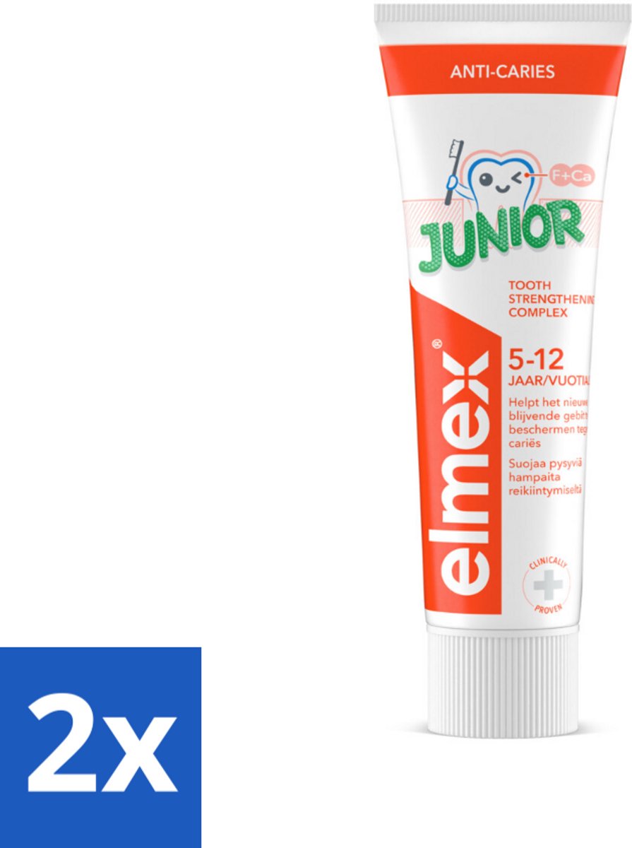 2 x Elmex Gel-Tandpasta Junior (5-12 Jaar) 75 ml - Tandpasta Voor Kinderen - Gaatjesbescherming - Aminfluoride - Tandpasta Gel - Kindertandpasta