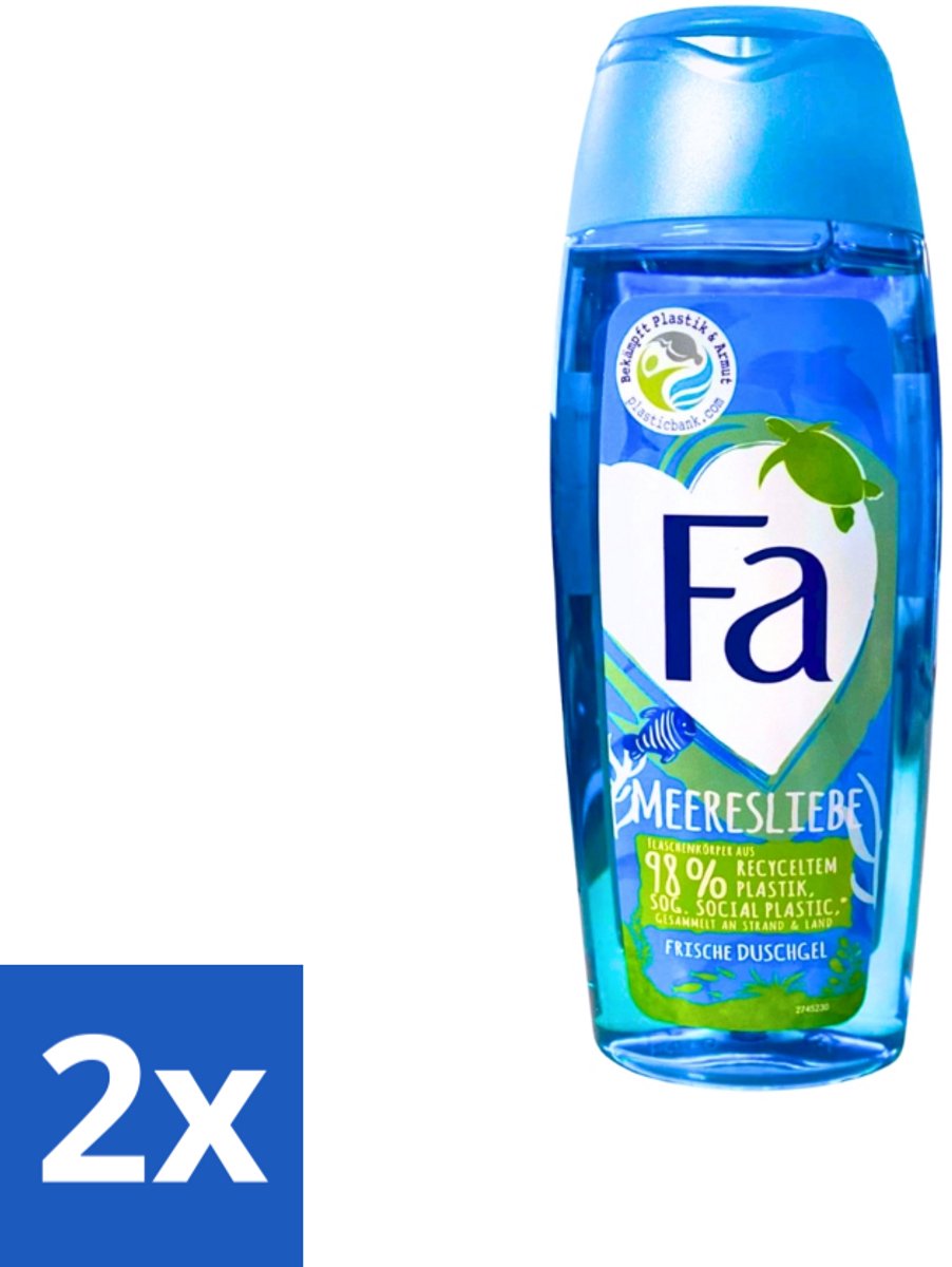 2 x Fa - Douchegel - Zeeliefde Fresh - Verfrissend & Verkwikkend - Verzorgend - 250 ml - Douchegel - Zee - Fris - Verfrissend - Huid Verzorging