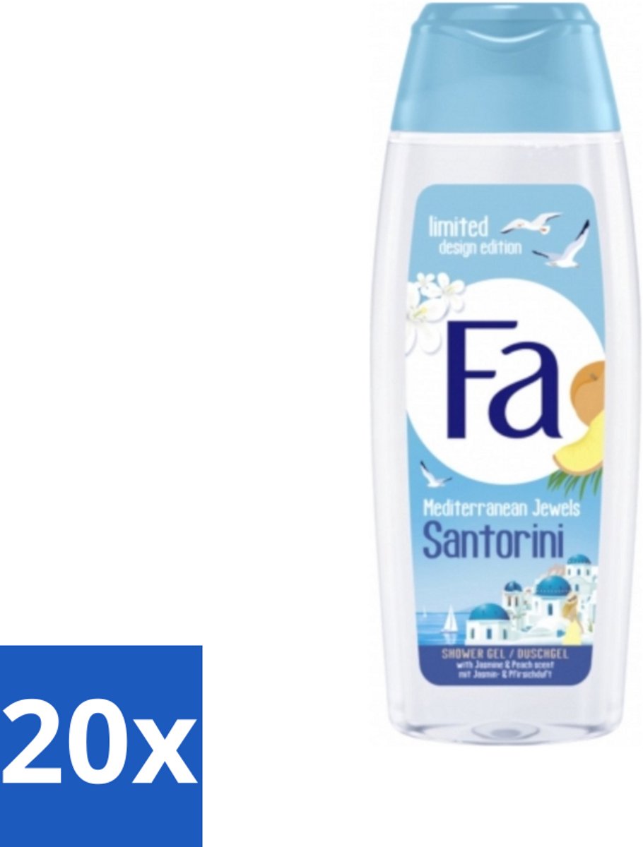 Fa - Douchegel - Mediterranean Jewels Santorini - Verfrissend & Hydraterend - Verzachtend - 250 ml - Bulkverpakking - 20 stuks