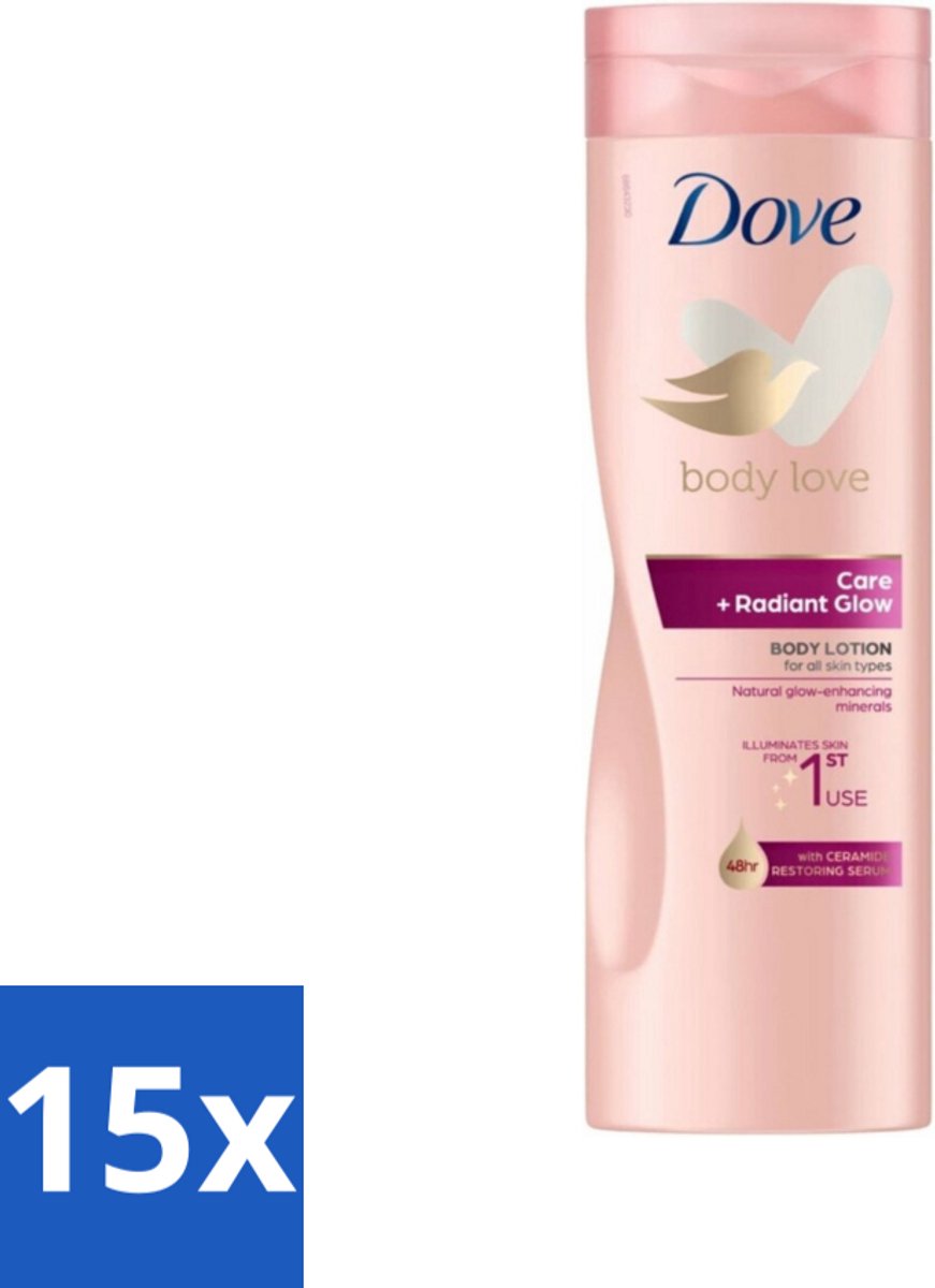 15 x Dove Bodylotion Care & Glow 400 ml - Bodylotion - Hydratatie - Stralende Huid - Ceramide - Glans