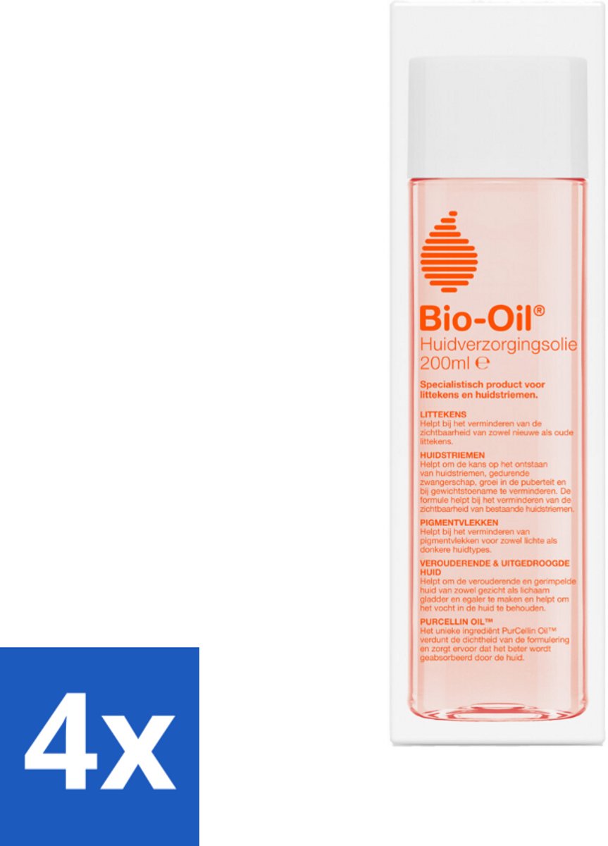 4 x Bio-Oil Huidverzorgingsolie 200 ml - Huidverzorging - Littekens - Striemen - Pigmentvlekken - Huidveroudering