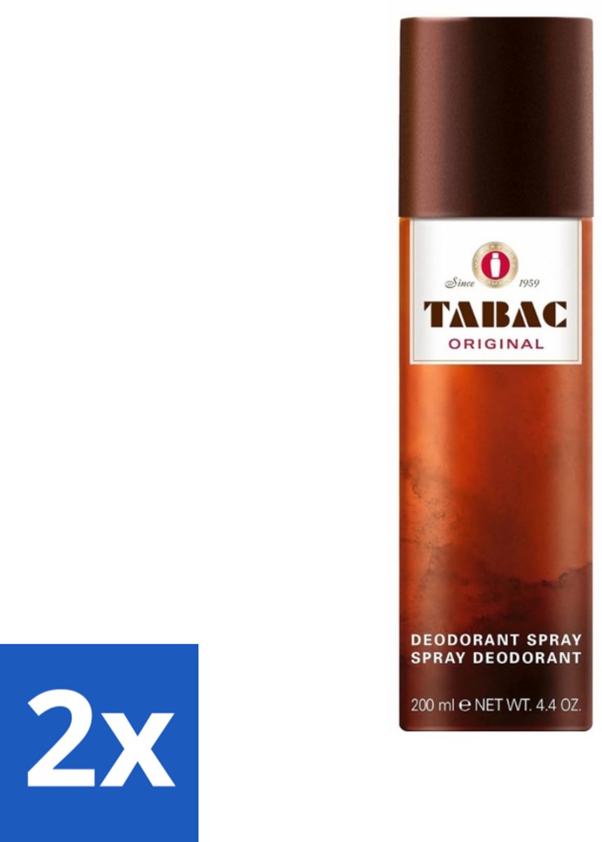 2 x Tabac Original - Deodorant Spray - Anti-transpirant - 200 ml - Tabac Original - Anti-transpirant - Deodorant Spray - Zweetvermindering - Mannelijke Geur