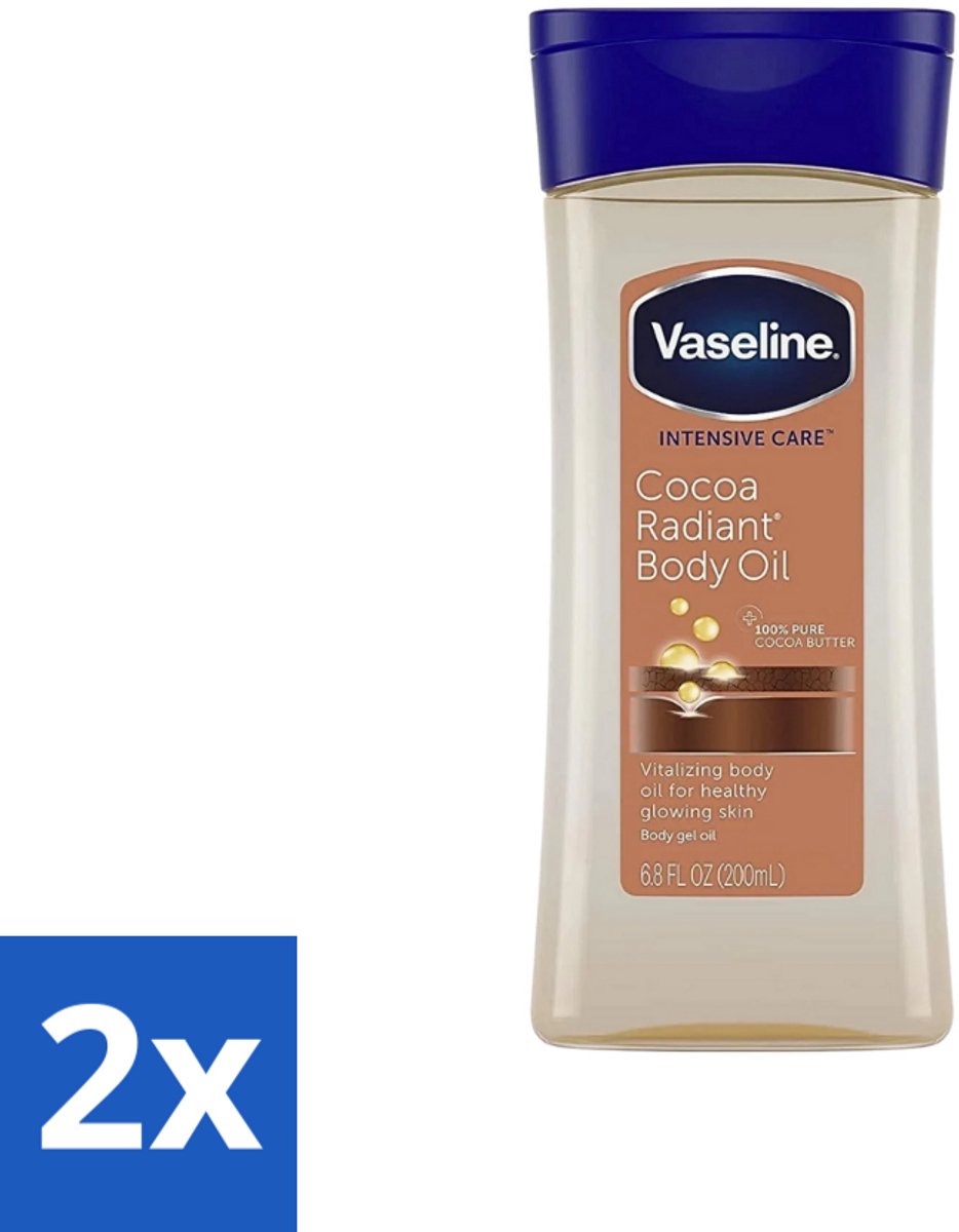 2 x Vaseline - Cocoa Radiant - Body Oil - Hydraterend - 200 ml - Body Oil - Hydratation - Cacao Butter - Radiant Skin - Dry Skin Care