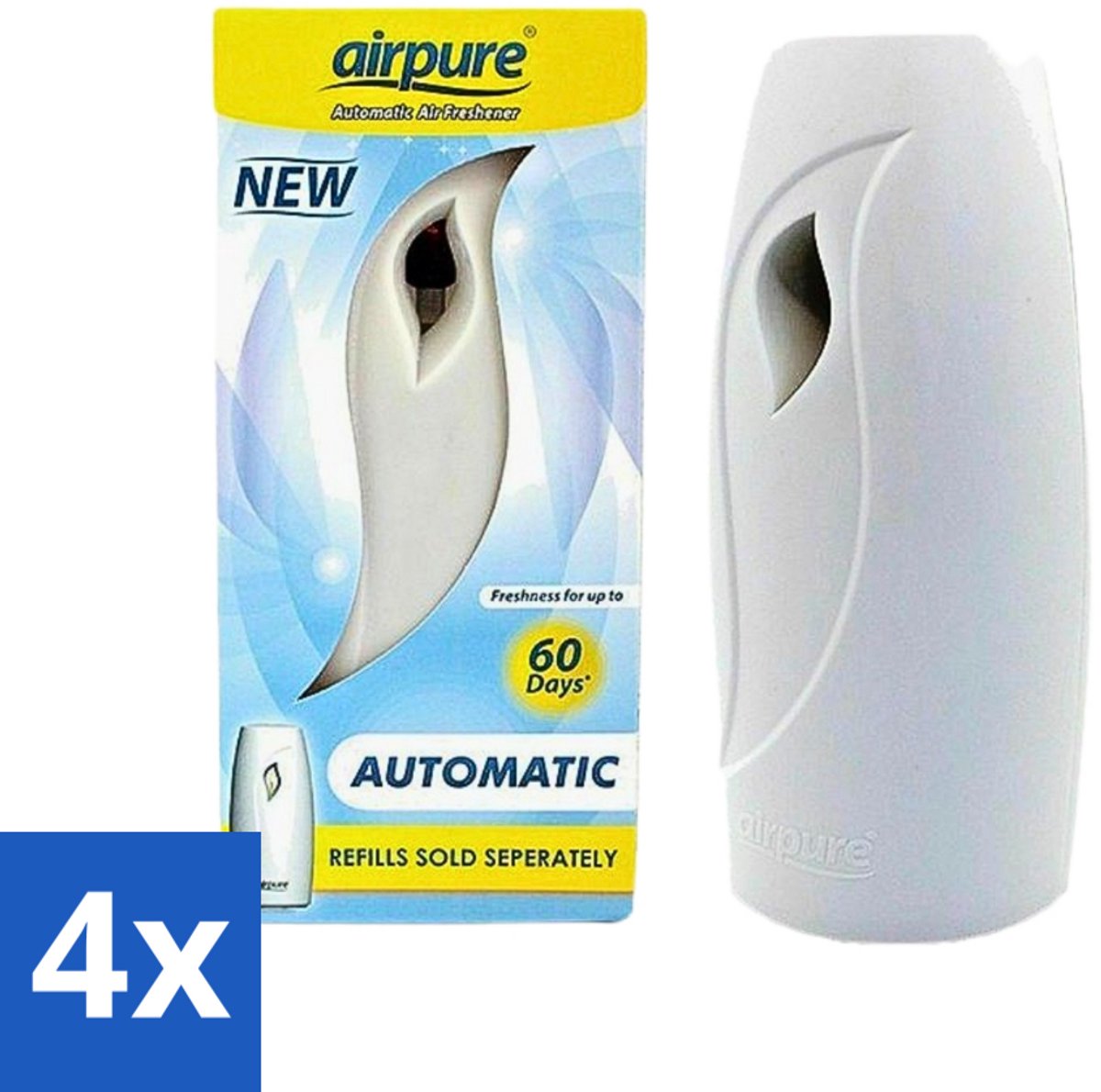 4 x Airpure - Luchtverfrisser - Freshmatic - Automatische Luchtverfrisser - Continue Geurverspreiding - 1 Luchtverfrisser - Automatische Geurverspreiding - Continue Geur - Geur Dispenser - Luchtverfrisser - Geur In Huis