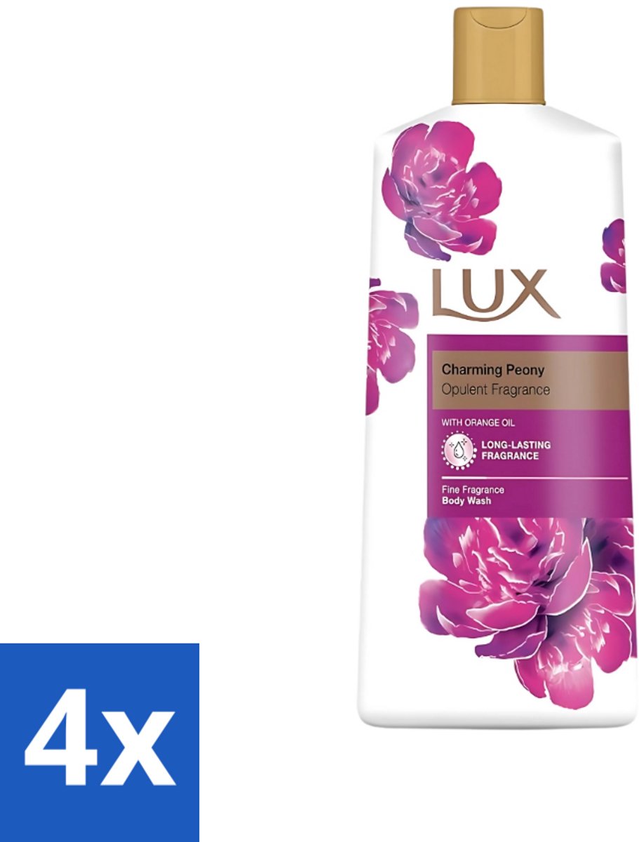 Lux - Body Wash - Charming Peony - Verzorgende Douchegel - Langdurend - 600 ml - Voordeelverpakking - 4 stuks