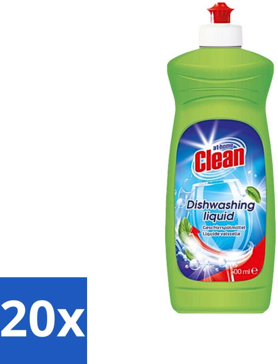 At Home - Clean - Afwasmiddel - Ultra - Stralend Schone Vaat - 500 ml - Bulkverpakking - 20 stuks