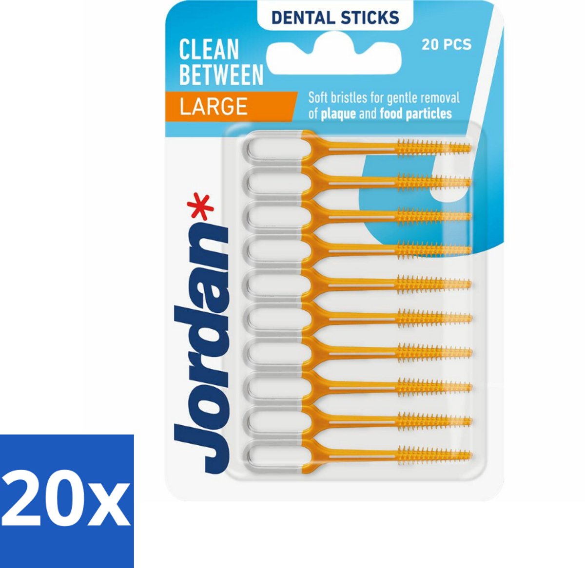 20 x Jordan Sticks Clean Between Large 40 stuks per verpakking - Tandplak Verwijderen - Tandenstoker - Mondhygiëne - Tandvlees Stimuleren - Tanden Reinigen