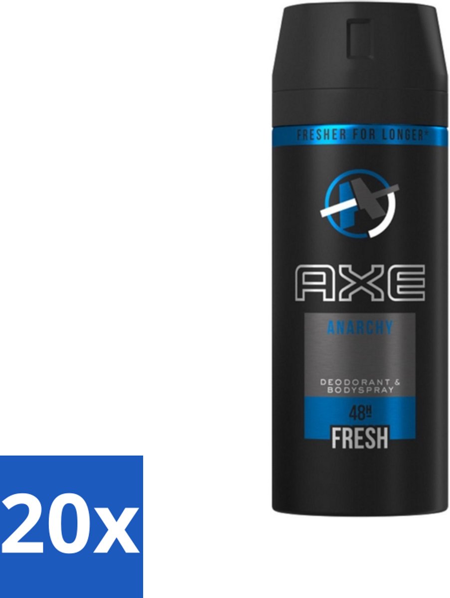 20 x Axe - Deodorant Bodyspray - 48hrs Fresh - Anarchy for Him - 150 ml - Anarchy For Him - Axe - Deodorant Bodyspray - 48h Fresh - Geurbescherming