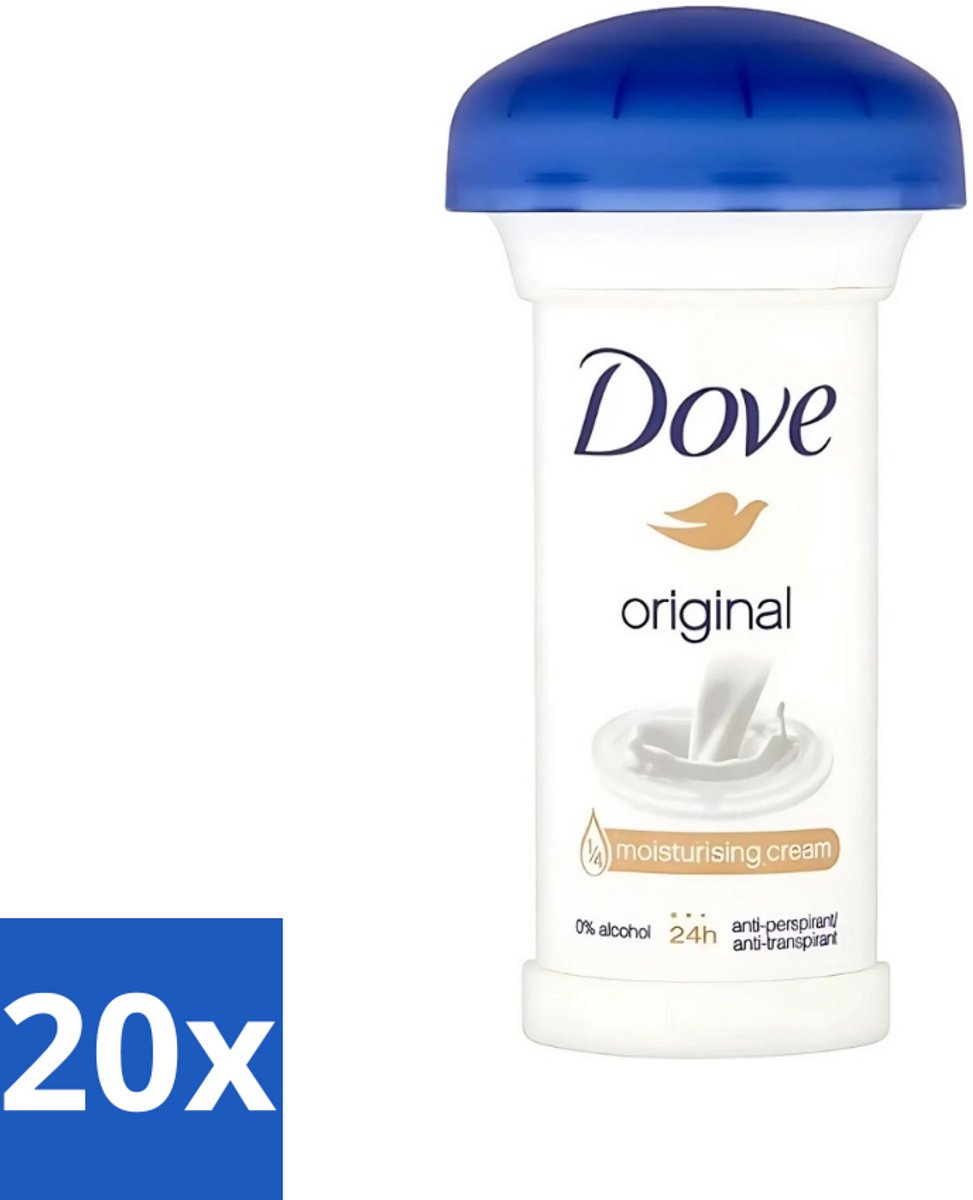 20 x Dove - Deodorant - Roll-on - Original - Frisse geur en bescherming - 50 ml - Dove Deodorant Stick - Anti-transpirant - Okselbescherming - Zweetgeur - Gevoelige Huid