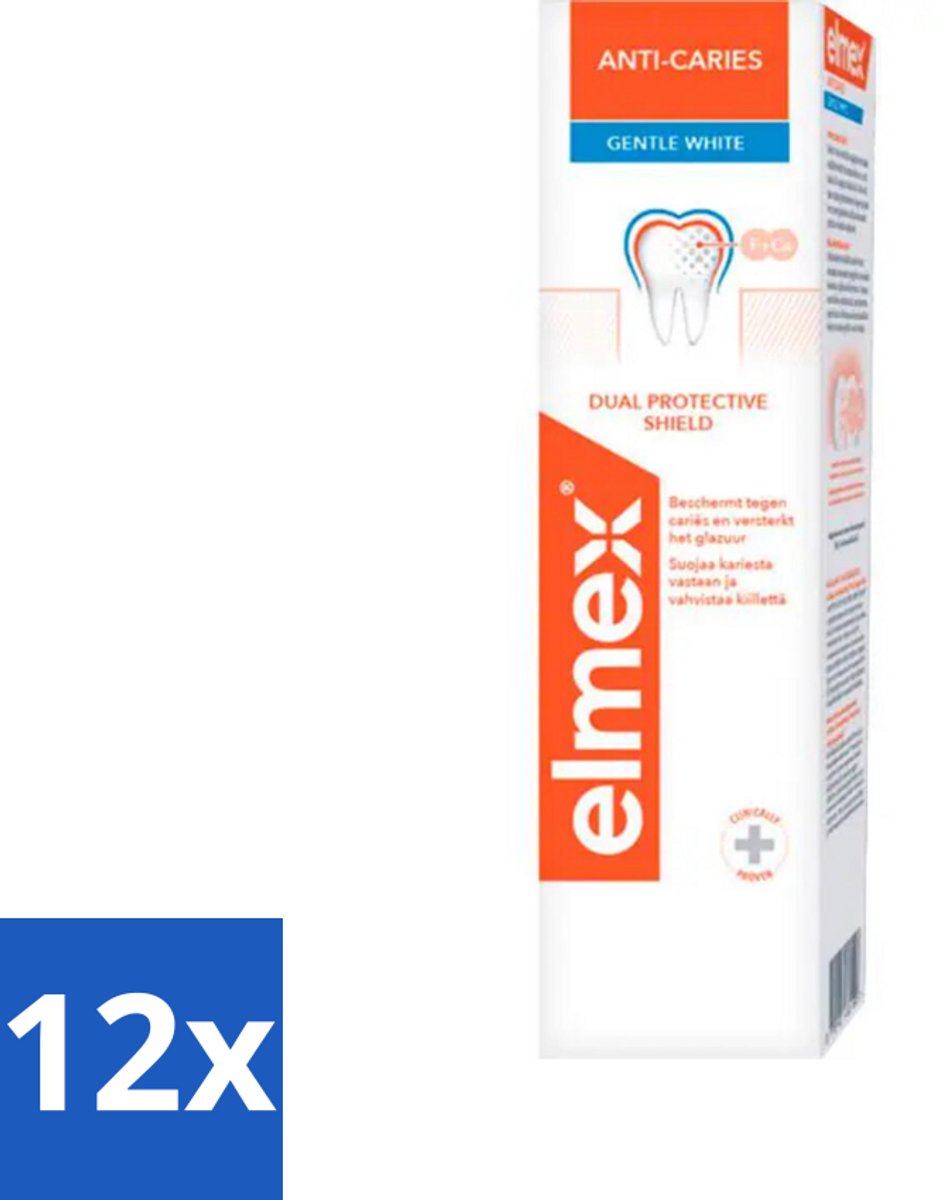12 x Elmex Tandpasta Anti-Cariës Gentle White 75 ml - Anti Cariës - Whitening Tandpasta - Tandpasta Anti Cariës - Remineralisatie - Tanden Beschermen