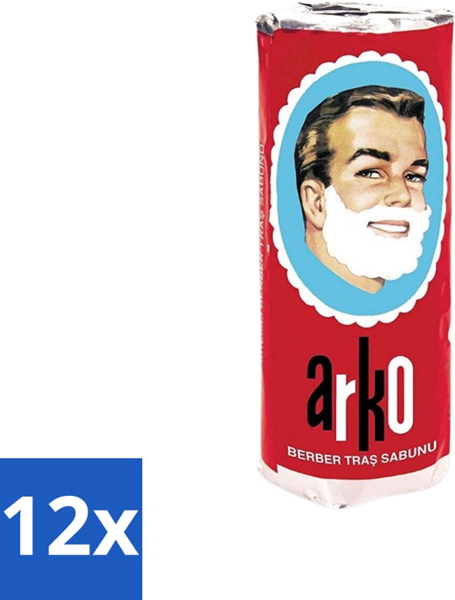 12 x Arko - Scheerzeep - Verzorgt en Beschermt de Huid - 75 ml - Scheerzeep - Scheermes - Schuim - Traditioneel Scheren - Turkse Scheerzeep