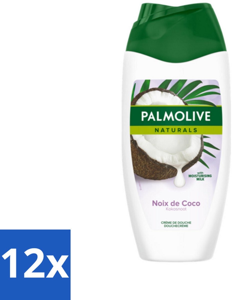 12 x Palmolive Naturals - Douchecrème - Kokosnoot - 250 ml - Douchegel Kokos - Kokos Geur - Hydraterende Douchegel - Verzorgende Douchegel - Tropische Geur