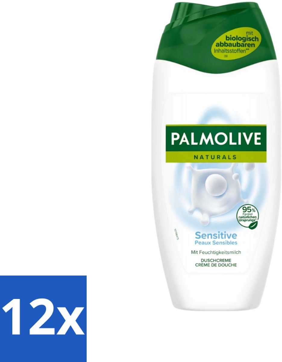 12 x Palmolive Naturals - Douchegel - Sensitive - Voor Gevoelige Huid - 250 ml - Gevoelige Huid - Douchegel - Melkproteïnen - Zachte Reiniging - Hydratatie