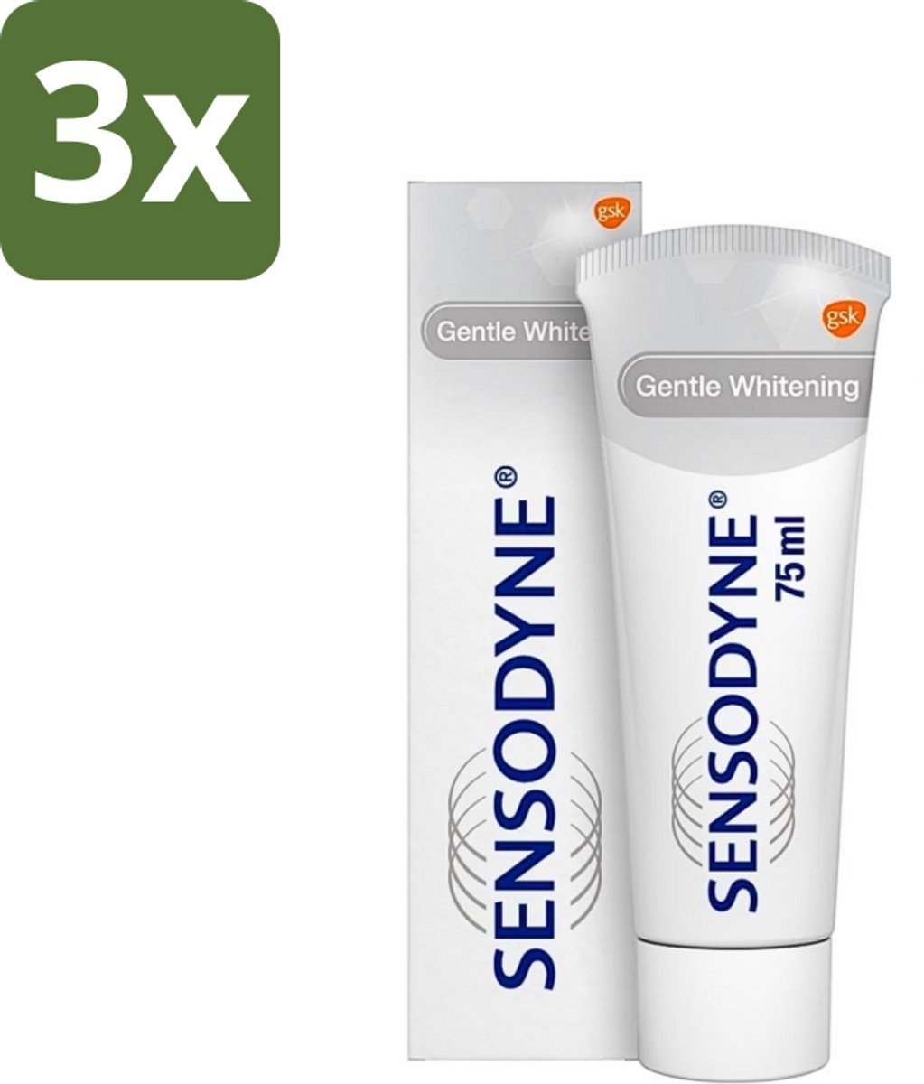 3 x Sensodyne - Tandpasta - Gentle Whitening - Voor Gevoelige Tanden - 75 ml - Gevoelige Tanden - Tandpasta - Witte Tanden - Tandglazuur - Verkleuringen