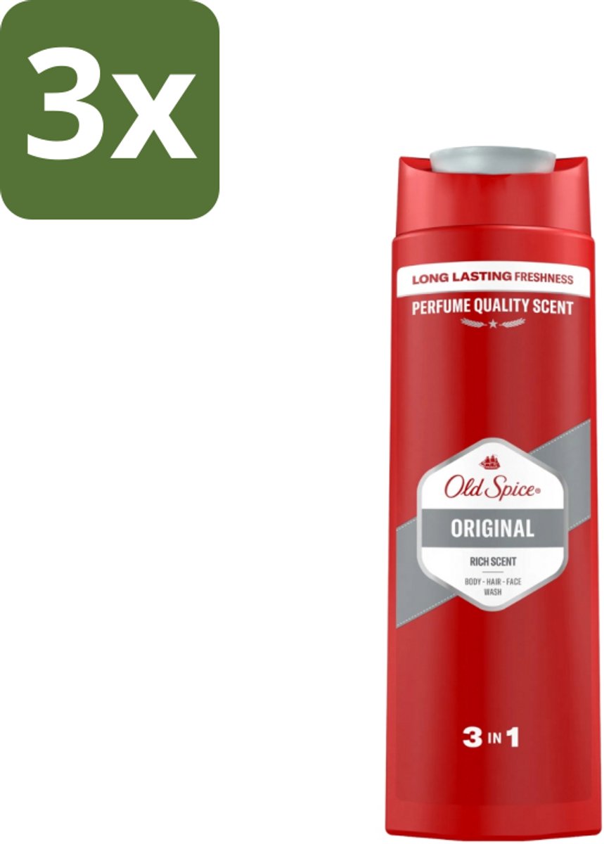 3 x Old Spice - Original - Douchegel 3-in-1 - Reinigt, Verfrist & Verzorgt - 400 ml - Douchegel - 3-in-1 - Reinigen - Verfrissen - Verzorgen
