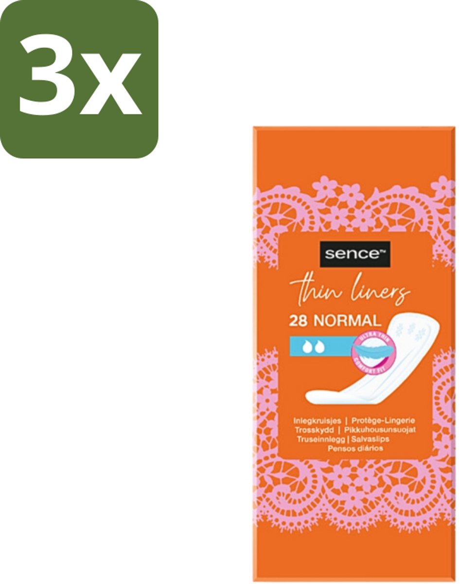 3 x Sence - Normaal - Inlegkruisjes - Dagelijks Comfort - 28 Inlegkruisjes - Inlegkruisjes - Dagelijks Comfort - Afscheiding - Menstruatie - Hygiëne