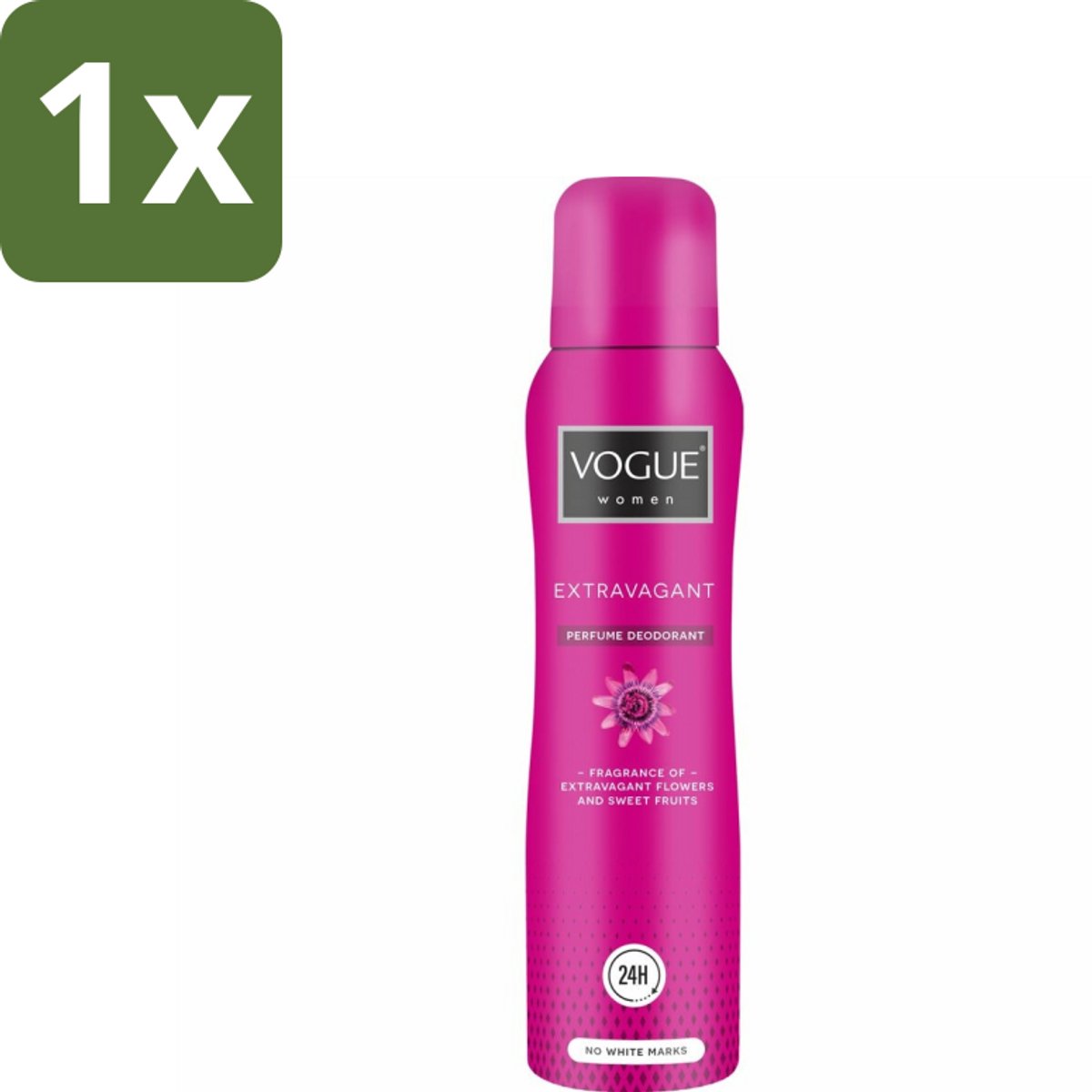 1 x Vogue Women - Extravagant - Parfum Deodorant - 150 ml - Parfum Deodorant - Fruitige Geur - Bloemige Geur - 24 Uur Bescherming - Zweetbescherming
