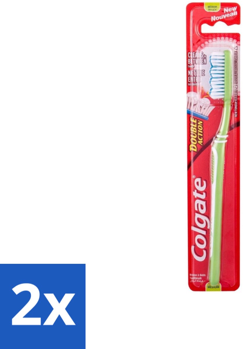 2 x Colgate - Tandenborstel - Double Action Medium - 1 Tandenborstel - Tandenborstel - Mondhygiëne - Tandenborstel Medium - Colgate - Tandenborstel Dubbele Actie