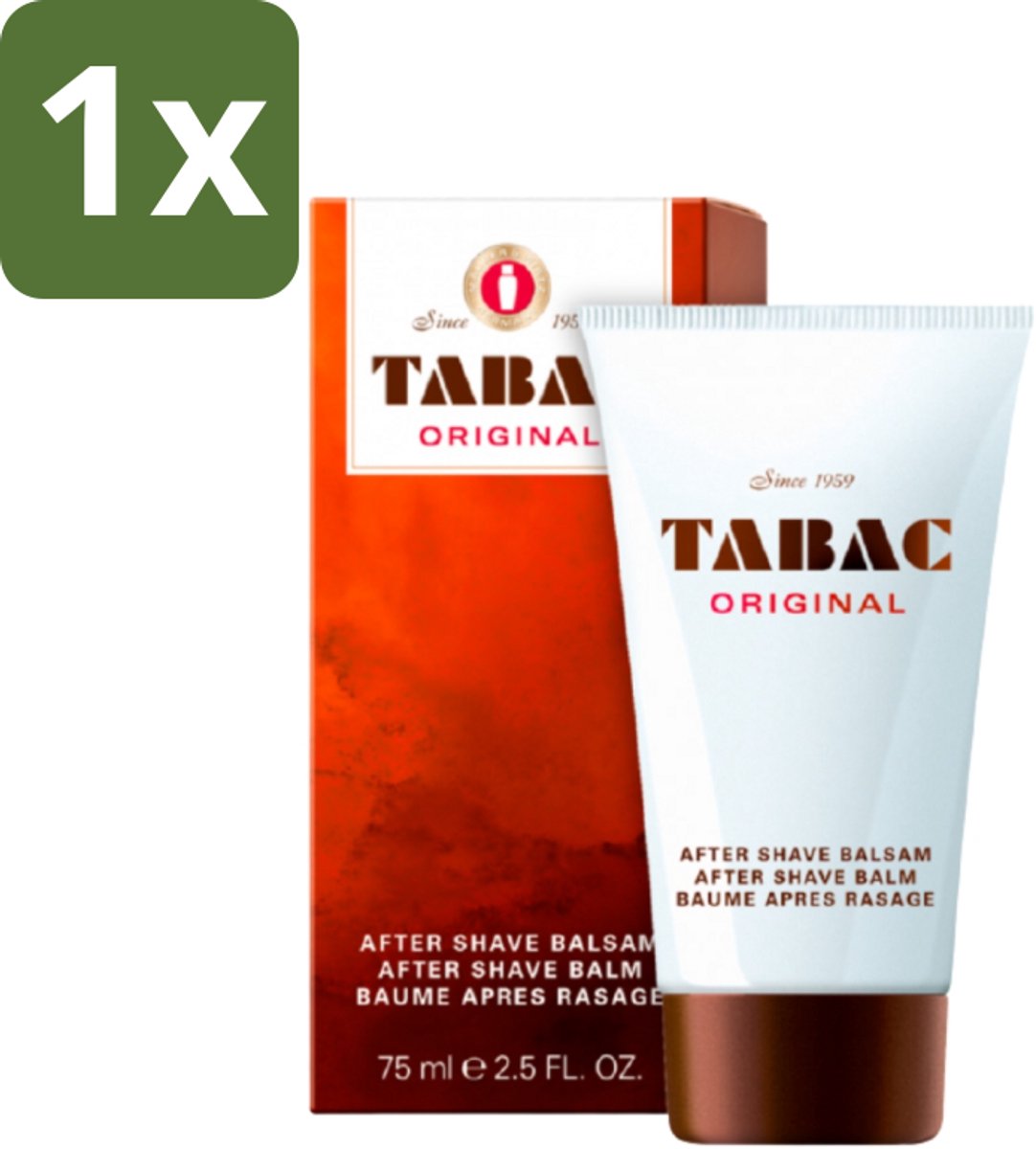 1 x Tabac Original Men - Aftershave Balsem - Verzachtend - 75 ml - Aftershave Balsem - Huid Verzachten - Huid Kalmeren - Scheren Na - Droge Huid