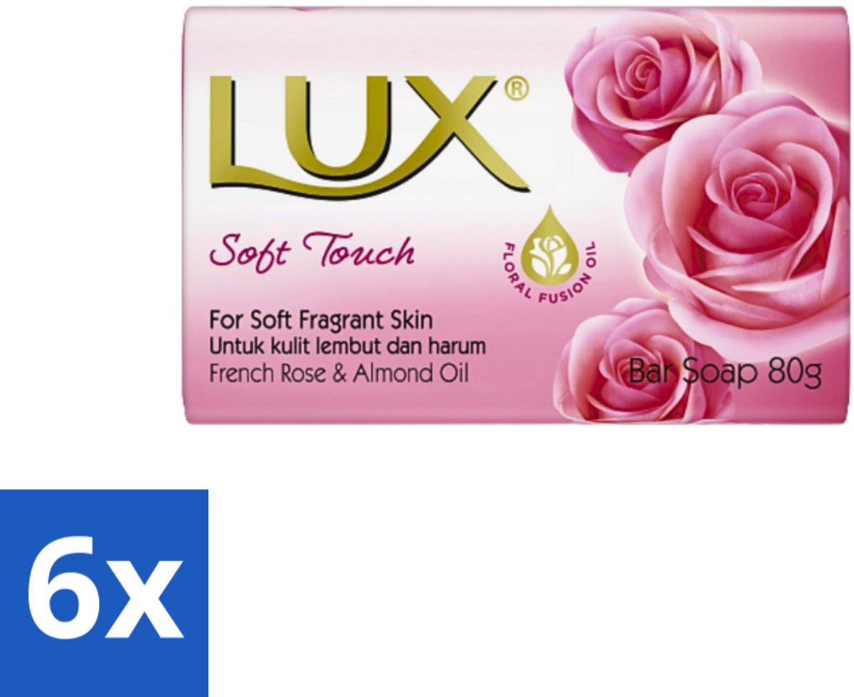 6 x Lux - Zeep - Soft Touch - Hydraterend - Voor Geurige Huid - 80 g - Zeep - Huidverzorging - Zijdezachte Huid - Hydraterende Zeep - Geurige Zeep