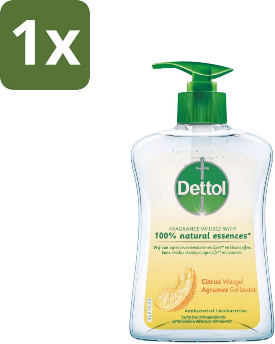 1 x Dettol - Handzeep - Antibacterieel - 100% Natuurlijke Oliën - Citrus - 250 ml - Handzeep - Antibacterieel - Natuurlijke Oliën - Citrusgeur - Handhygiëne