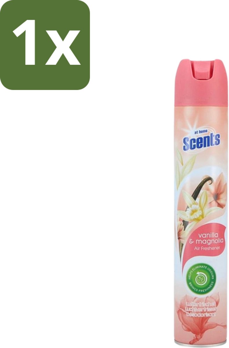 1 x At Home - Scents - Luchtverfrisser - Vanilla & Magnolia - Verwijdert Vieze Geurtjes - 400 ml - Luchtverfrisser - Geur - Vieze Geurtjes - Geur Neutraliseren - Geur Verspreiding