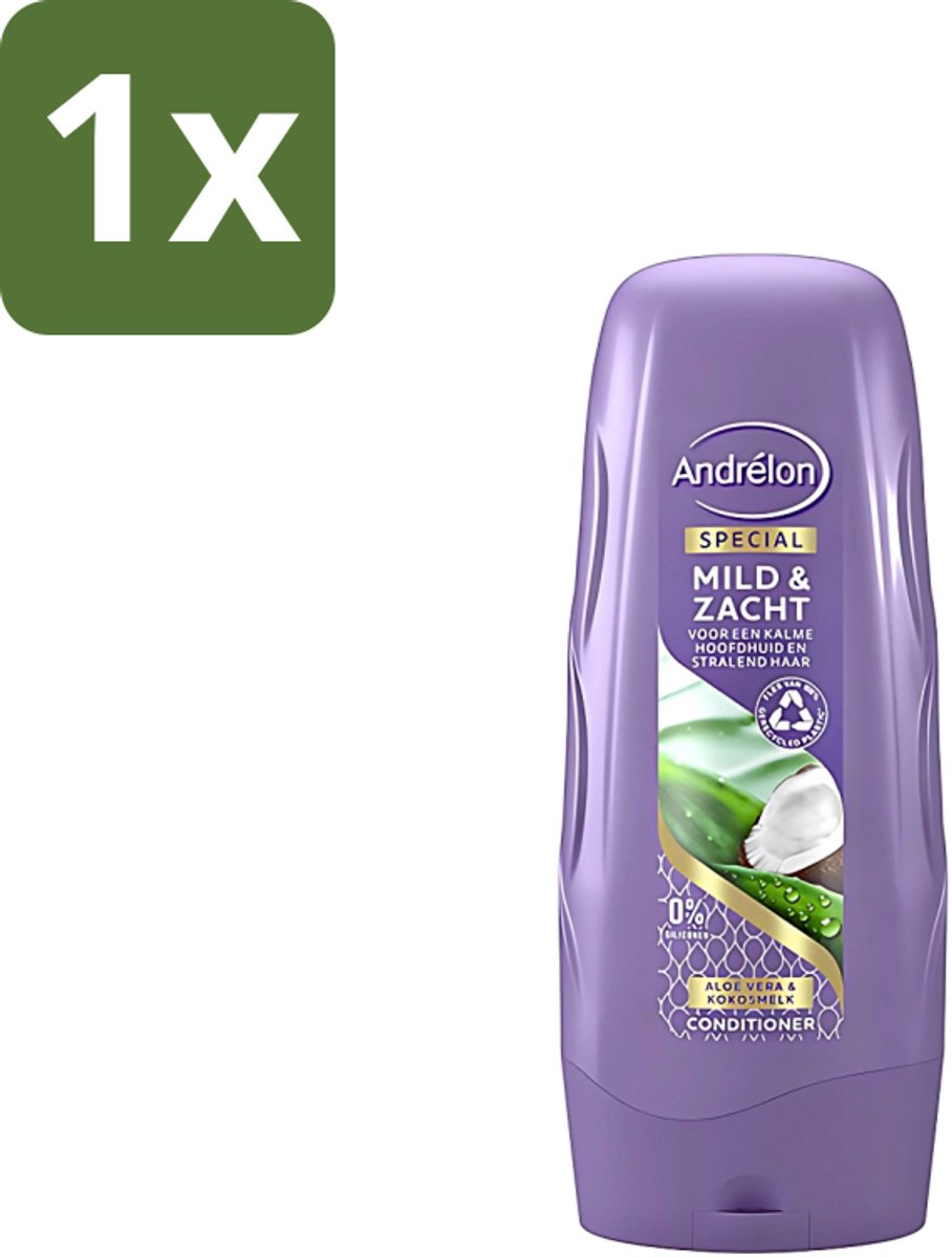 1 x Andrélon - Mild & Zacht - Conditioner - Voor Gevoelige Hoofdhuid - 300 ml - Gevoelige Hoofdhuid - Droge Hoofdhuid - Zachte Haar - Glanzend Haar - Kokosgeur